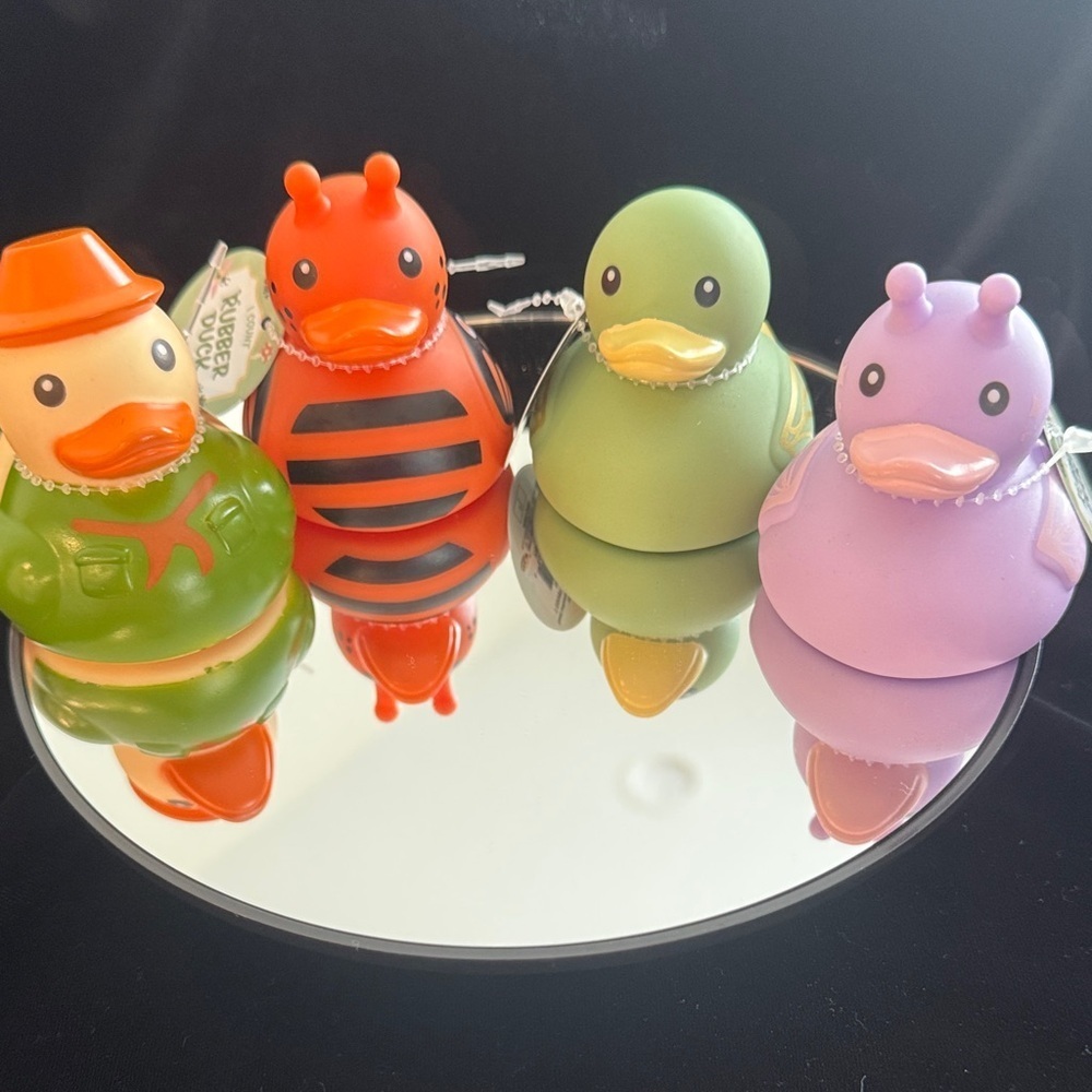 Kikkerland Colorful Duck Set of 4 Green, Orange, Purple, Yellow